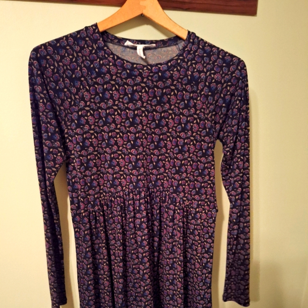 Final Price* BCBGeneration Navy Floral Dress Long Sleeve Above Knee Size XS